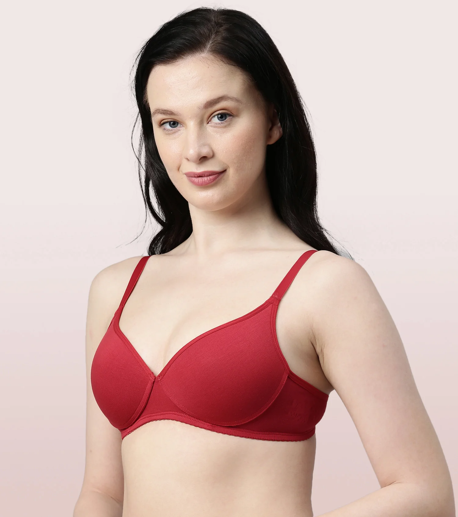 BRA | PADDED | WIREFREE | DEEP PLUNGE MEDIUM COVERAGE | BRIDAL RED - Image 2